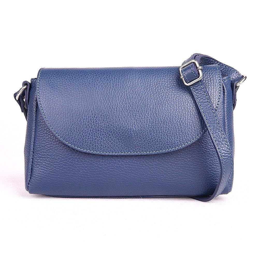 Malá kožená tmavěmodrá crossbody kabelka Vera Pelle no. 63