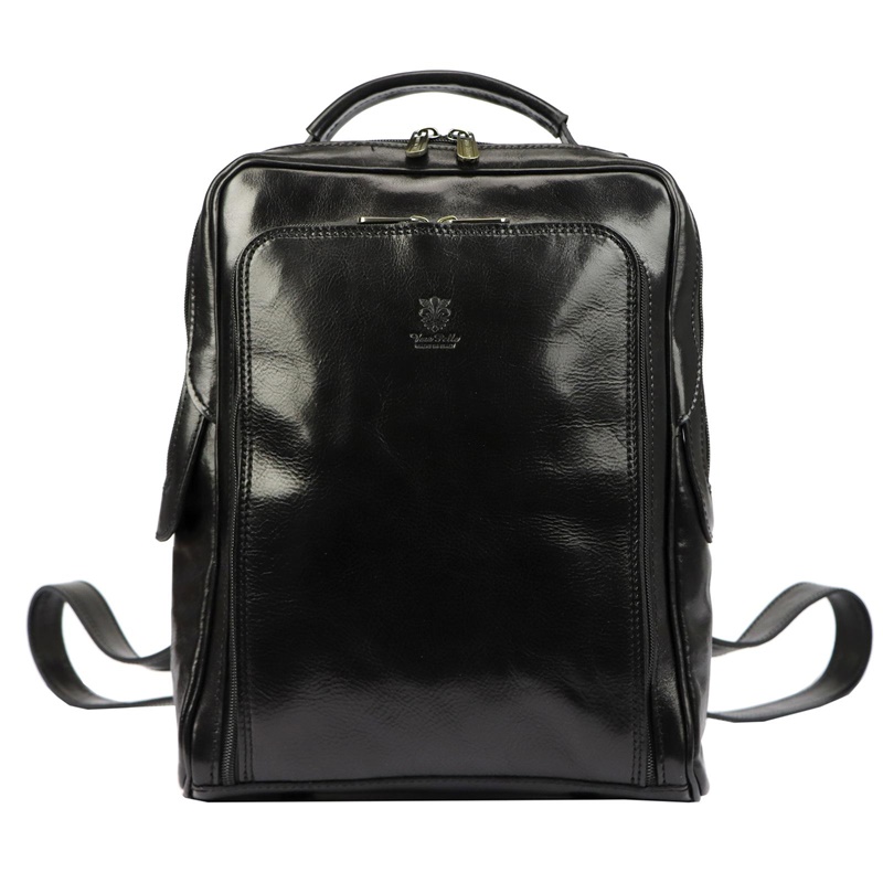 Velký pánský business kožený pevný černý batoh Florence 24, obsah cca. 7 l