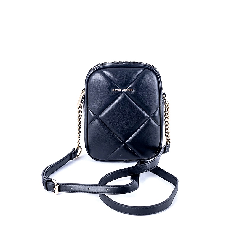 Dvouoddílová malá černá crossbody kabelka David Jones 7020