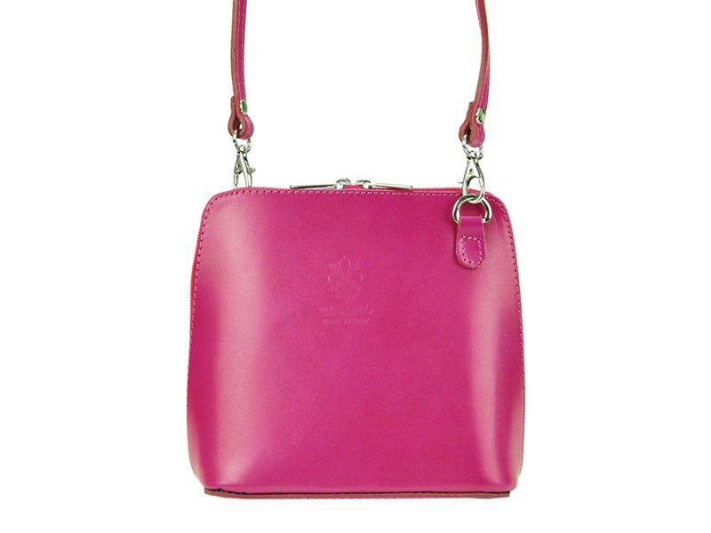 Růžová malá kožená crossbody kabelka no. 55