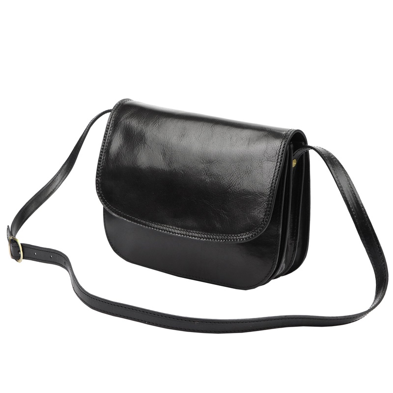 Lovecká černá středně velká kožená crossbody kabelka Florence no. 13