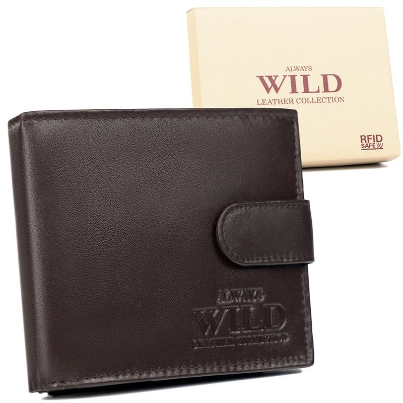 Tmavěhnědá kožená peněženka Always Wild N992L (SCR) s upínkou + RFID