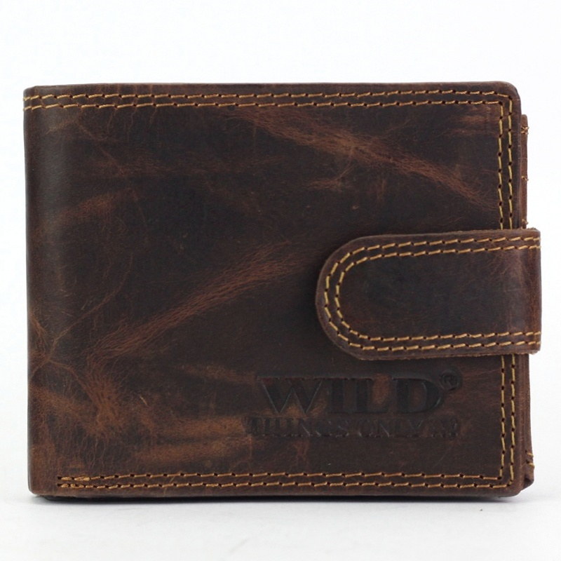 Malá tmavěhnědá kožená peněženka Wild Things Only!!! 5130B s upínkou + RFID