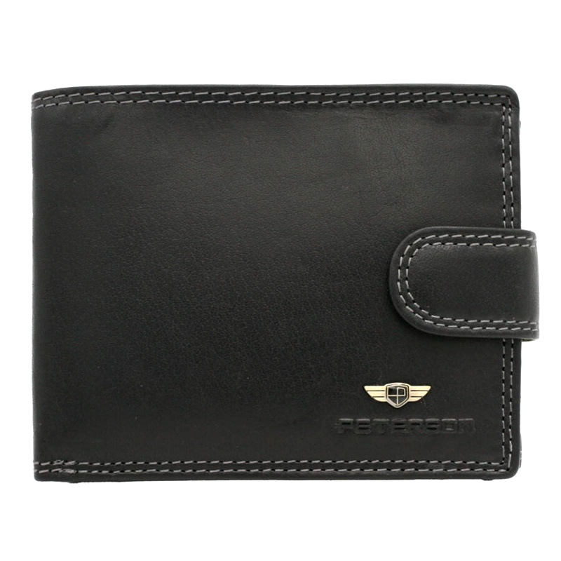 Černá kožená peněženka Peterson 0305L na upínku s originální krabičkou
