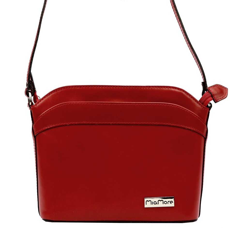 Červená malá kožená crossbody kabelka Mia More no. 009