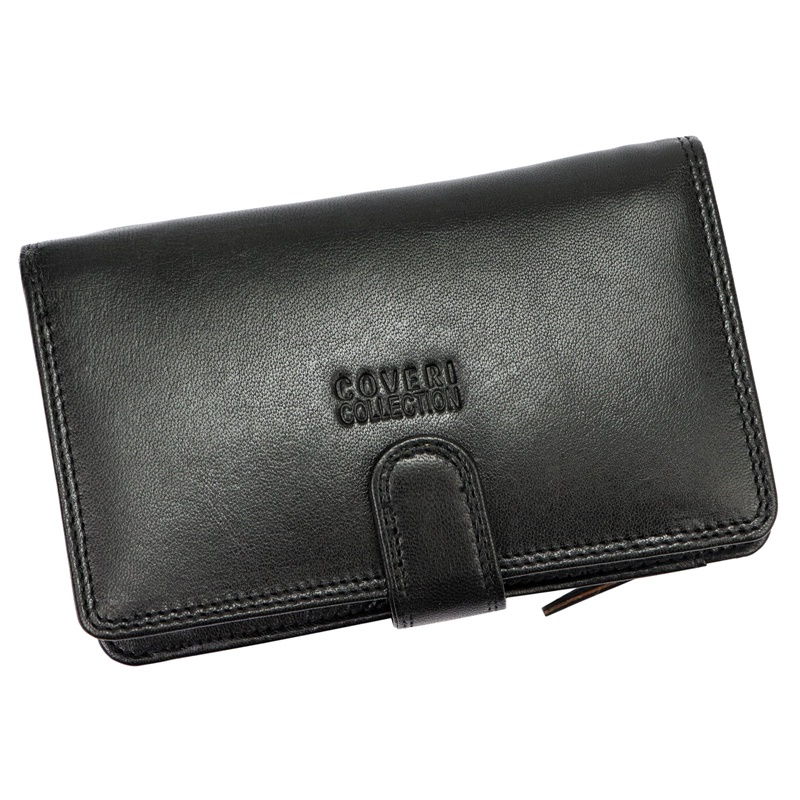 Dvouoddílová černá kožená peněženka Coveri no. 40