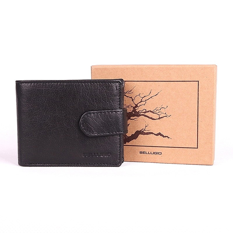 Černá kožená peněženka Bellugio DM-032
