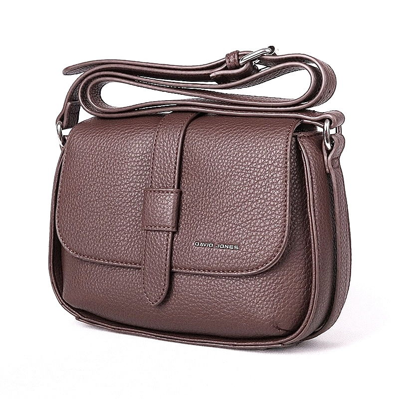 Malá pevná tmavěhnědá crossbody kabelka David Jones CM6871