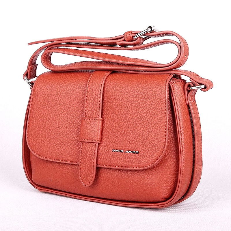 Malá pevná cihlově hnědočervená crossbody kabelka David Jones CM6871