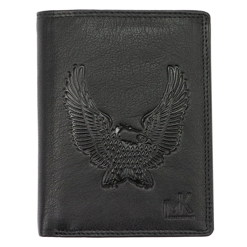 Černá kožená peněženka Money Kepper s orlem + RFID