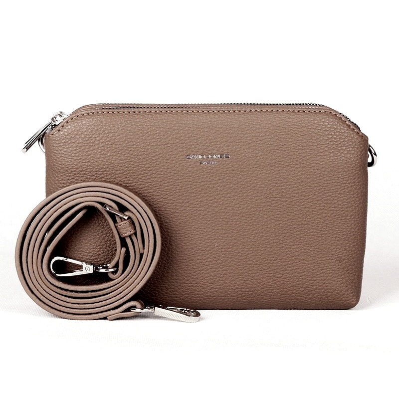 Tříoddílová malá hnědá crossbody kabelka David Jones CM6905