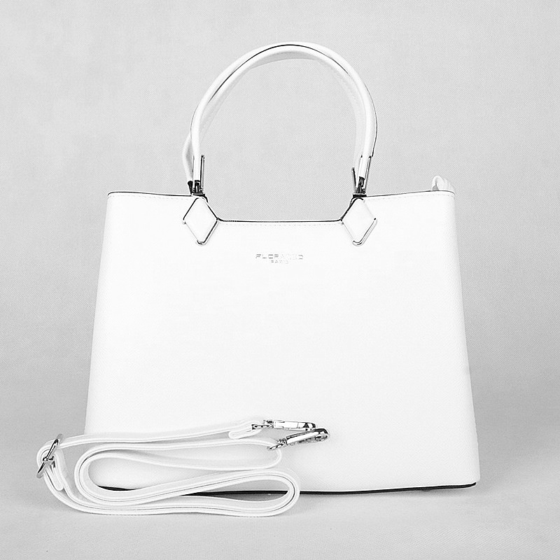Tříoddílová bílá střední elegantní kabelka do ruky FLORA&CO F2582