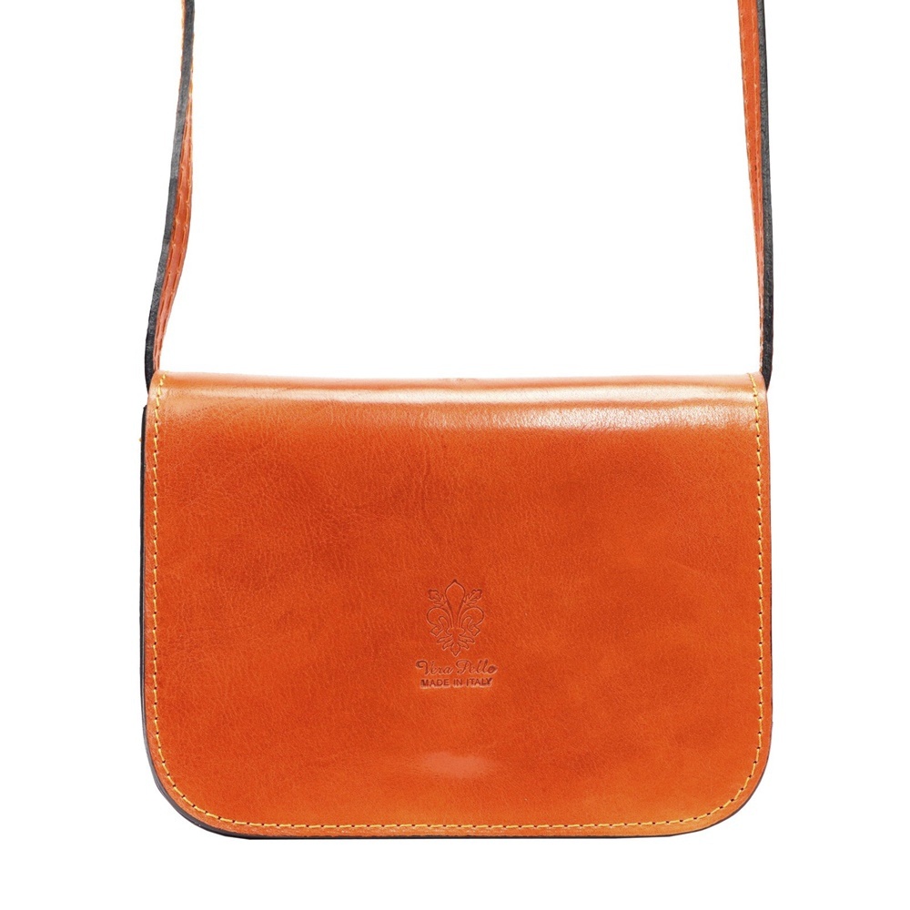 Oranžovo-hnědá pevná kožená crossbody kabelka Florence 43