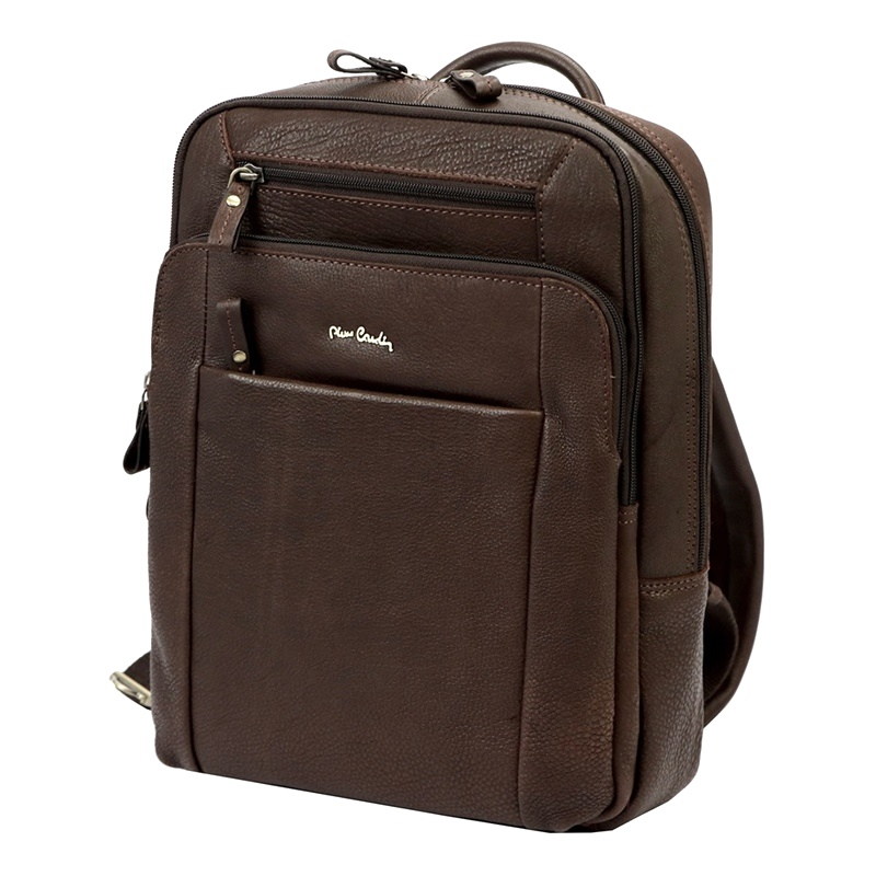 Kožený pánský business tmavěhnědý batoh Pierre Cardin, obsah cca. 8 l