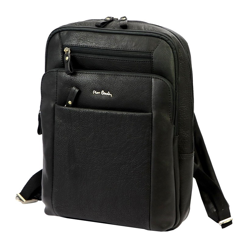 Kožený pánský business černý batoh Pierre Cardin, obsah cca. 8 l