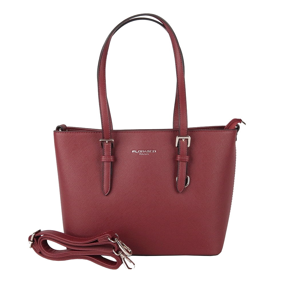 Tmavěčervená (bordó) elegantní pevná kabelka na rameno FLORA&CO F9179