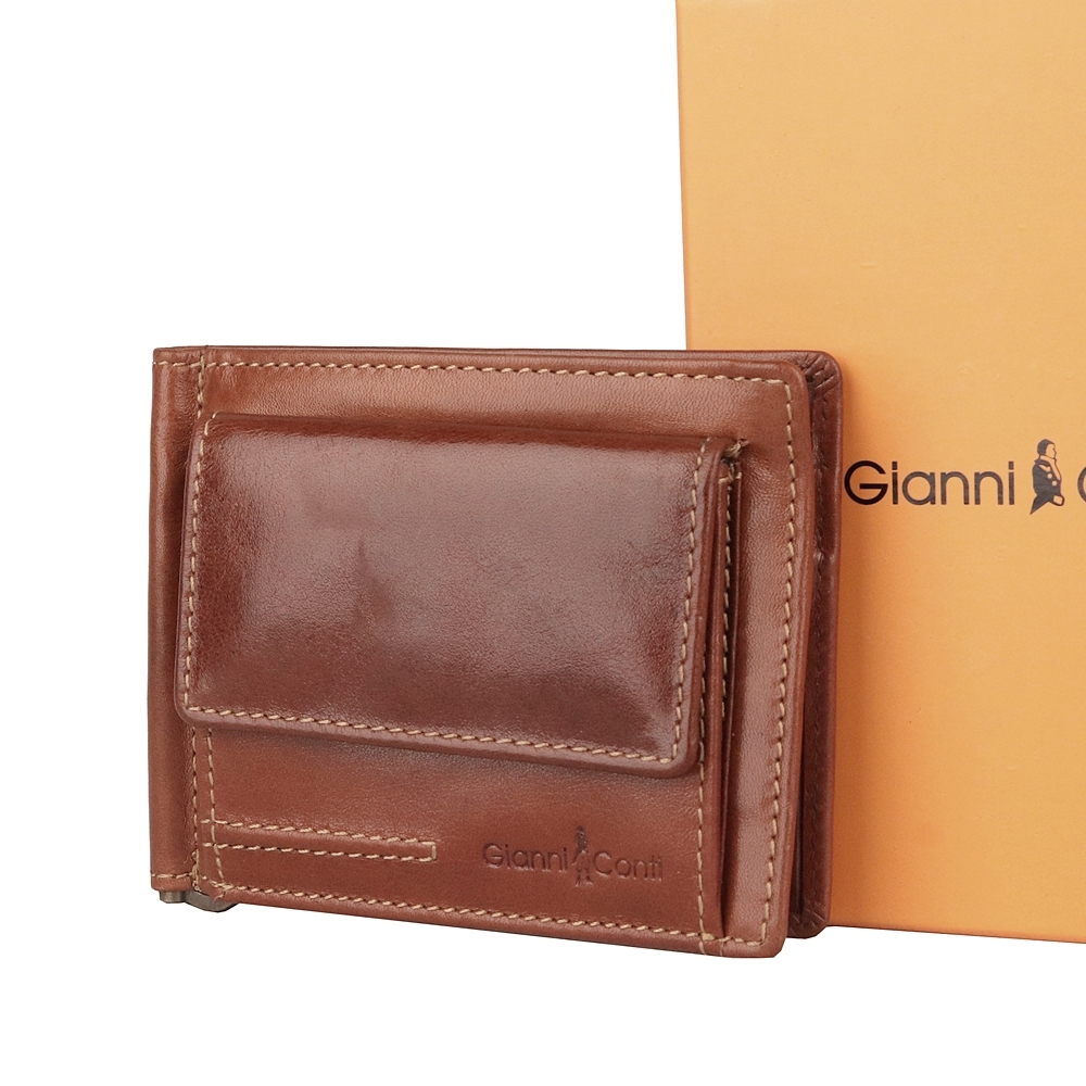 Luxusní hnědá kožená peněženka - dolarovka Gianni Conti no. 301