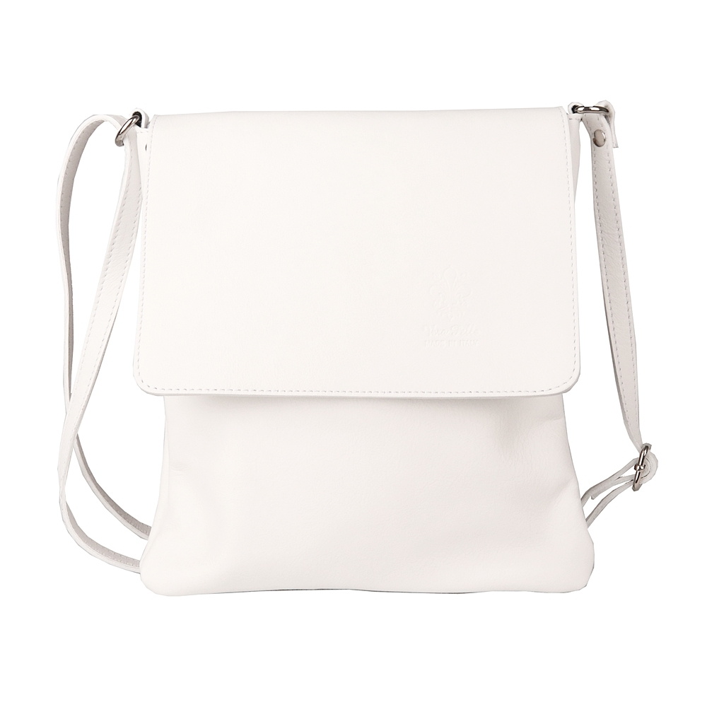 Bílá středně velká kožená crossbody kabelka no. 47
