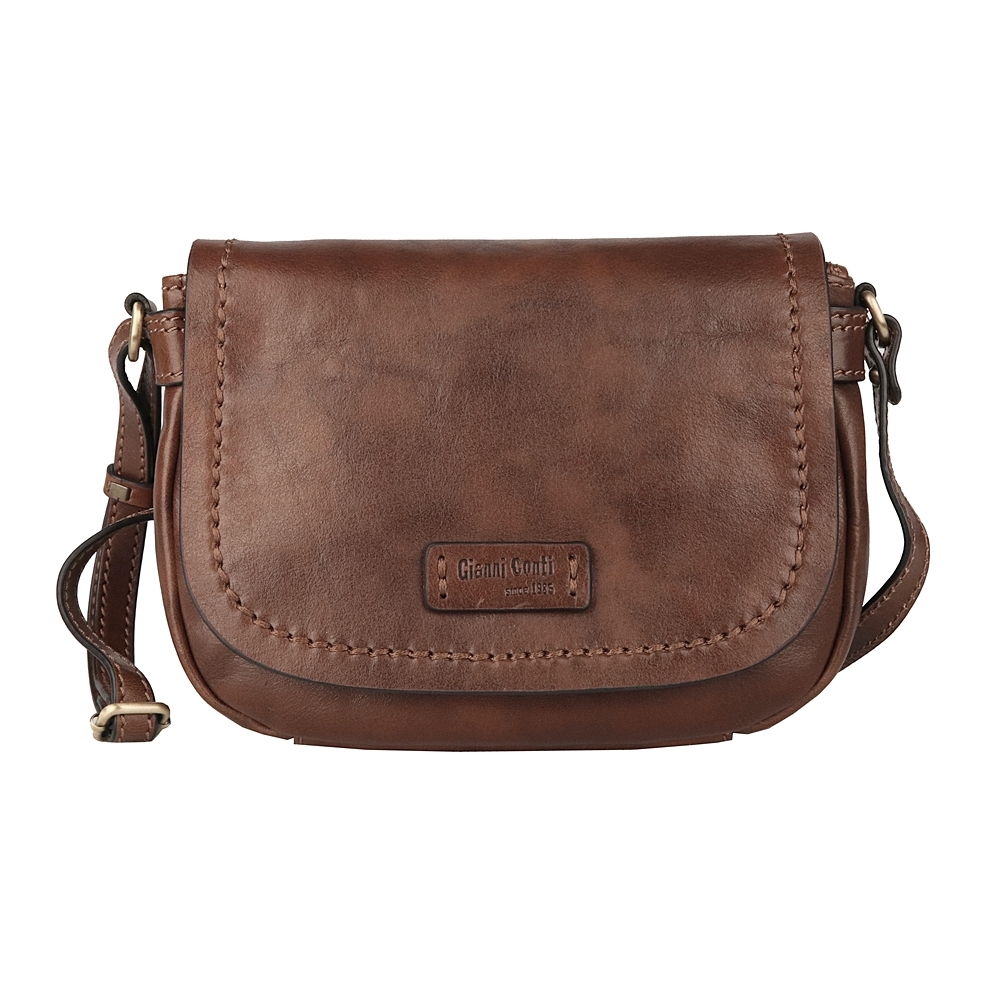 Malá tmavěhnědá kožená crossbody kabelka Gianni Conti no. 439