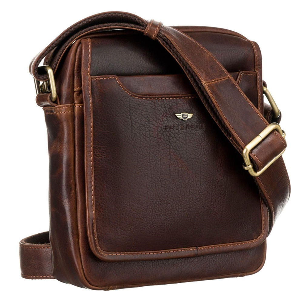 Pánská kožená tmavěhnědá crossbody taška Peterson TB-117-WAX