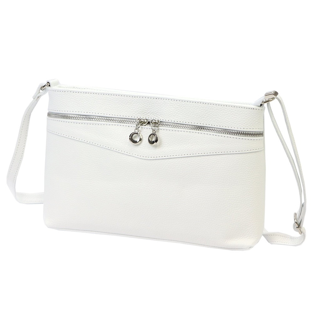 Středně velká kožená bílá crossbody kabelka Luka no. 65
