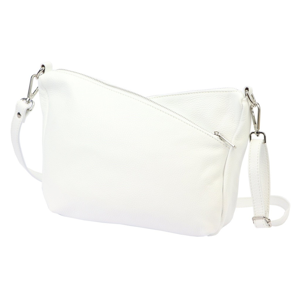 Střední tříoddílová kožená bílá crossbody kabelka Luka no. 51