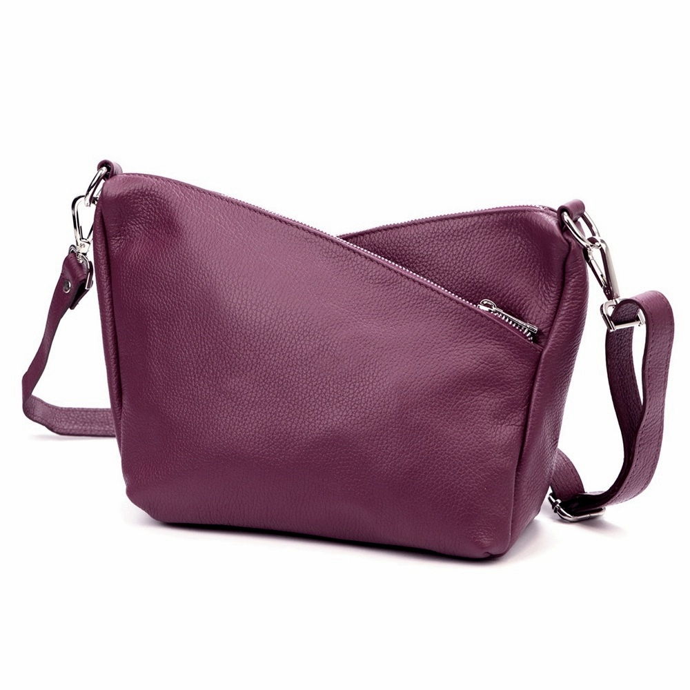Střední tříoddílová kožená vínová crossbody kabelka Luka no. 51
