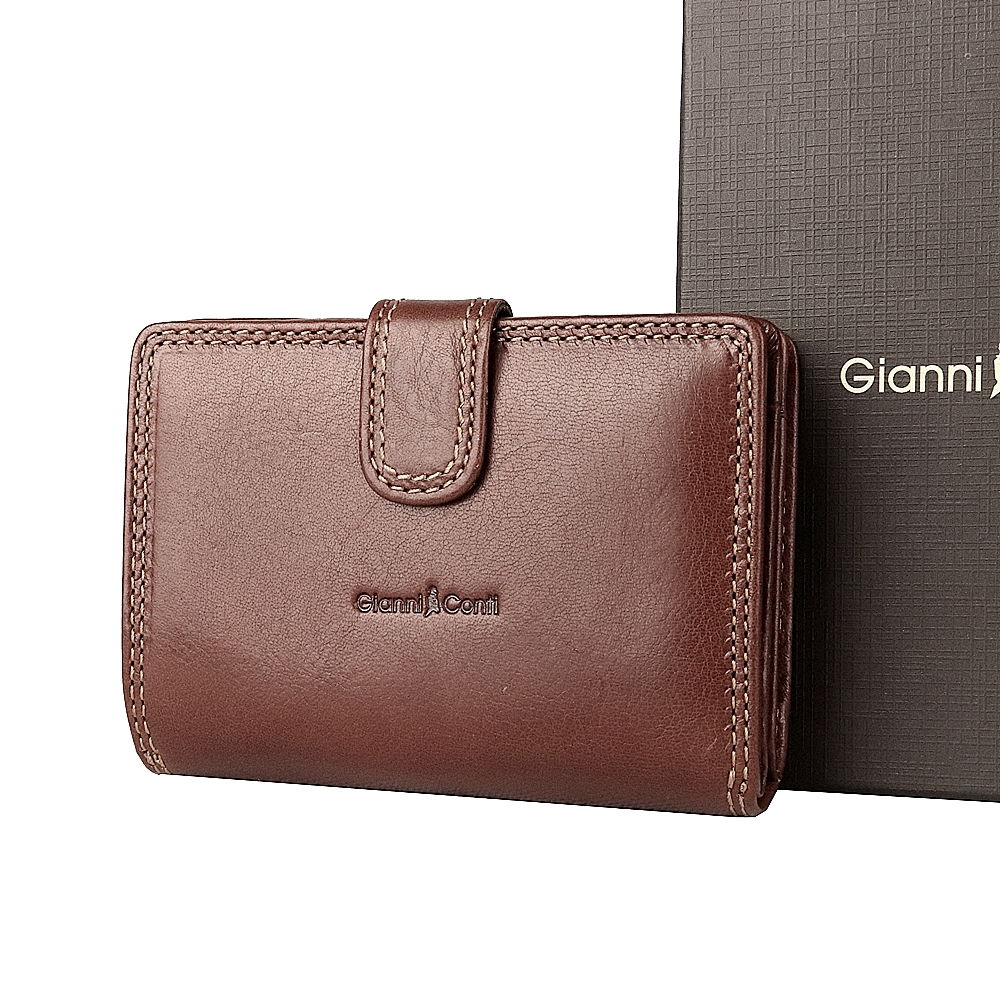 Luxusní tříoddílová kožená peněženka Gianni Conti no. 086 hnědá