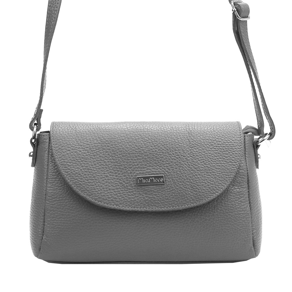 Malá kožená šedá crossbody kabelka Mia More no. 018