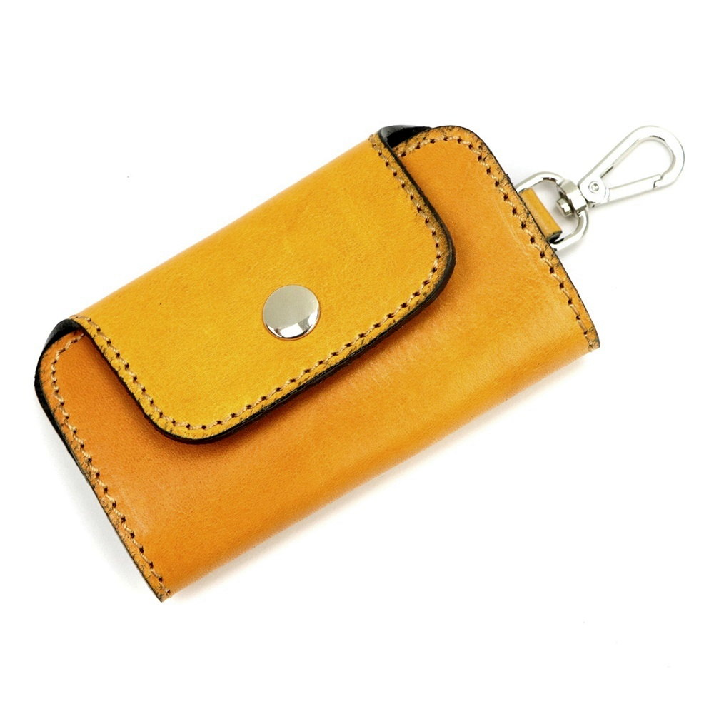 Pevná kožená žlutá klíčenka Florence 02