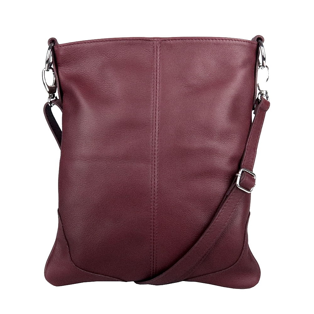 Střední/velká vínová kožená crossbody kabelka Vera Pelle no. 5509 NEW