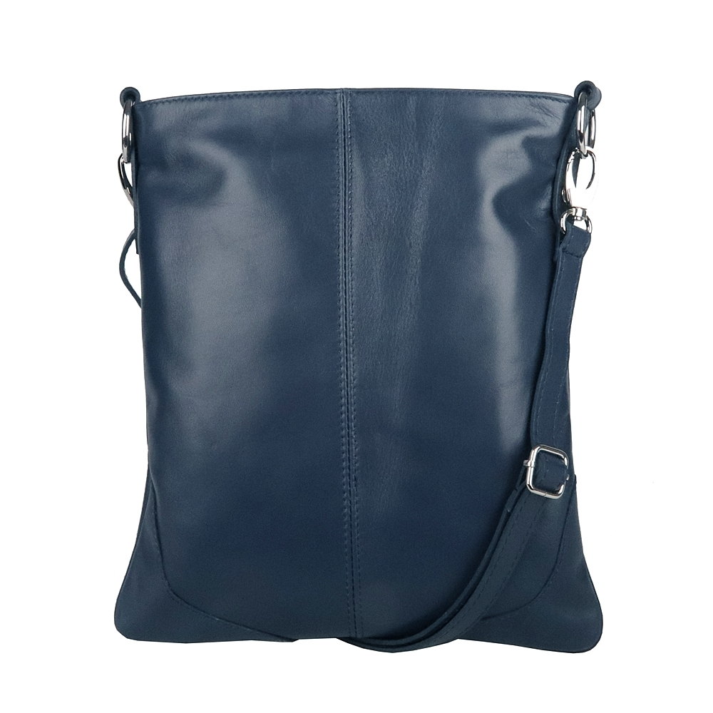Střední/velká tmavěmodrá kožená crossbody kabelka Vera Pelle no. 5509 NEW