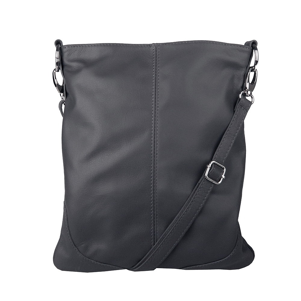 Střední/velká tmavěšedá kožená crossbody kabelka Vera Pelle no. 5509 NEW