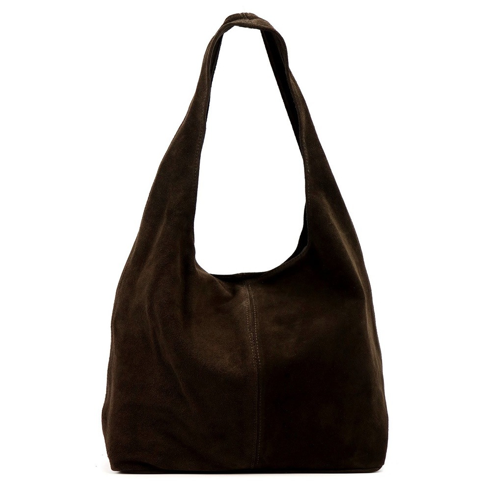 Kožená semišová tmavěhnědá kabelka na rameno Luka no. 68