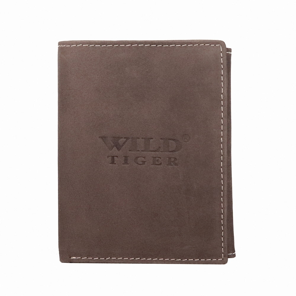 Tmavěhnědá kožená peněženka Wild Tiger (AM-28-072)