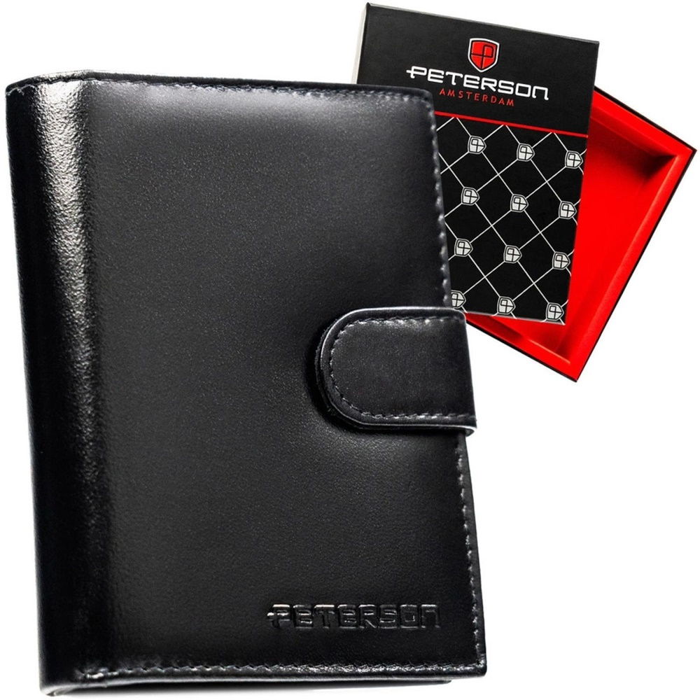 Pevná černá kožená peněženka Peterson no. N4L-NGV