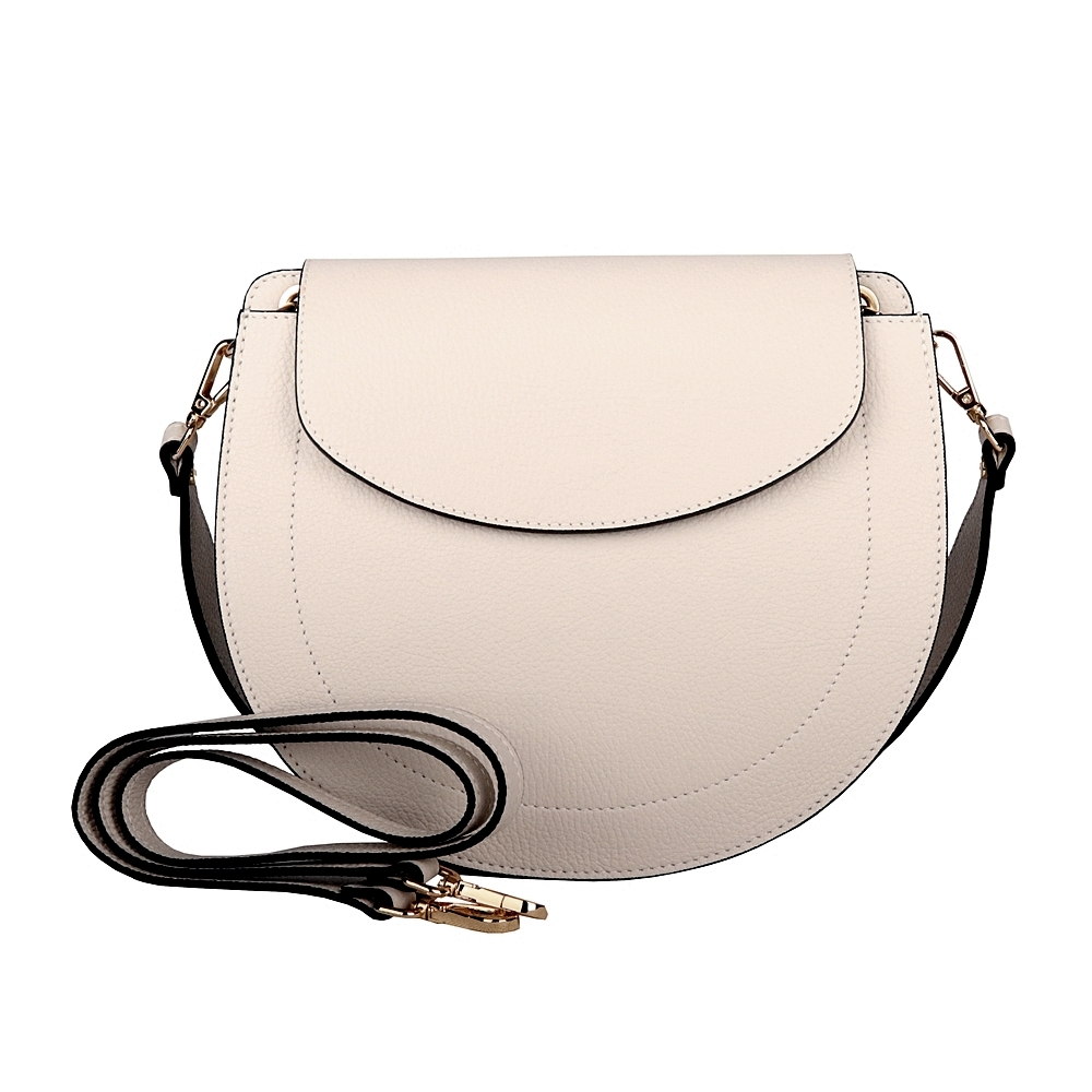 Střední béžová pevná kožená kabelka na rameno/crossbody Vera Pelle no. 377