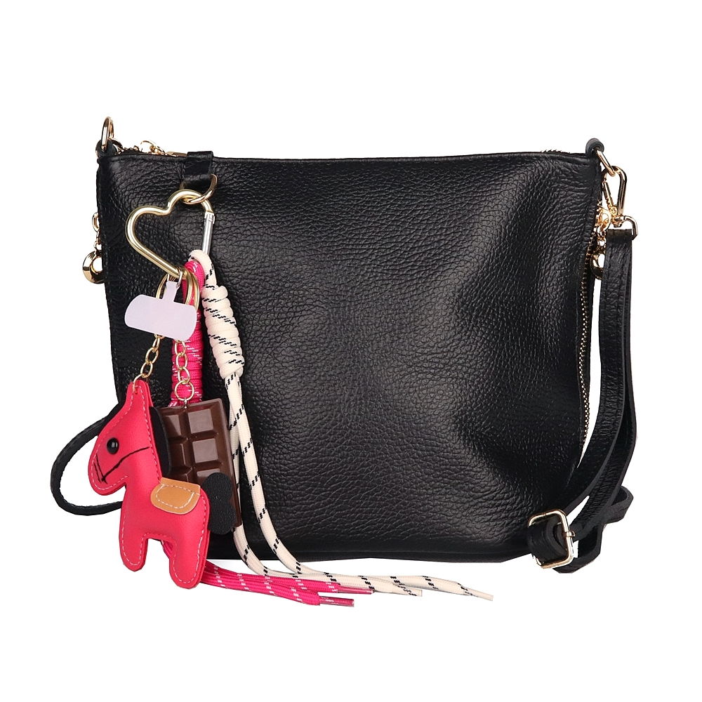 Malá/střední černá kožená crossbody kabelka Luka no. 110