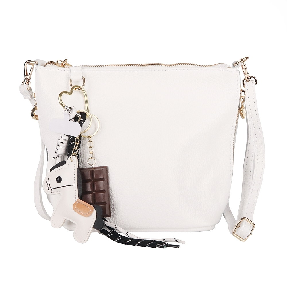 Malá/střední bílá kožená crossbody kabelka Luka no. 110
