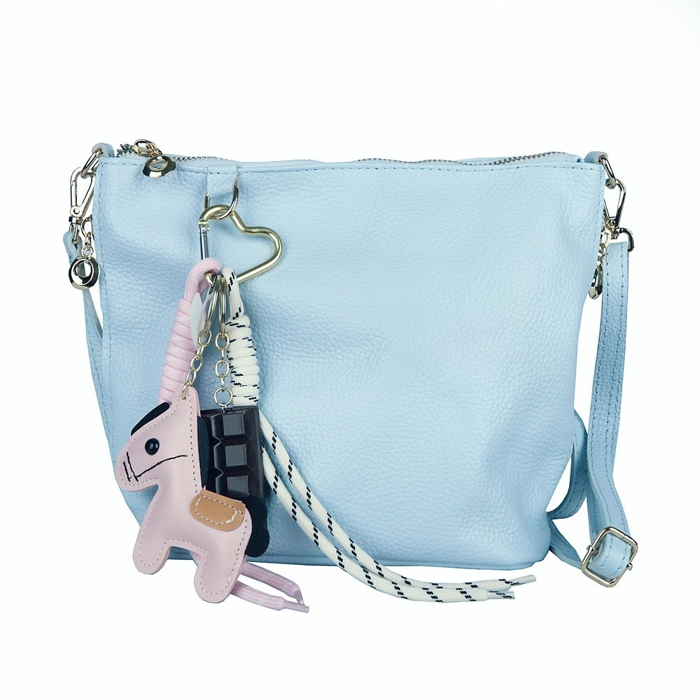 Malá/střední světlemodrá kožená crossbody kabelka Luka no. 110