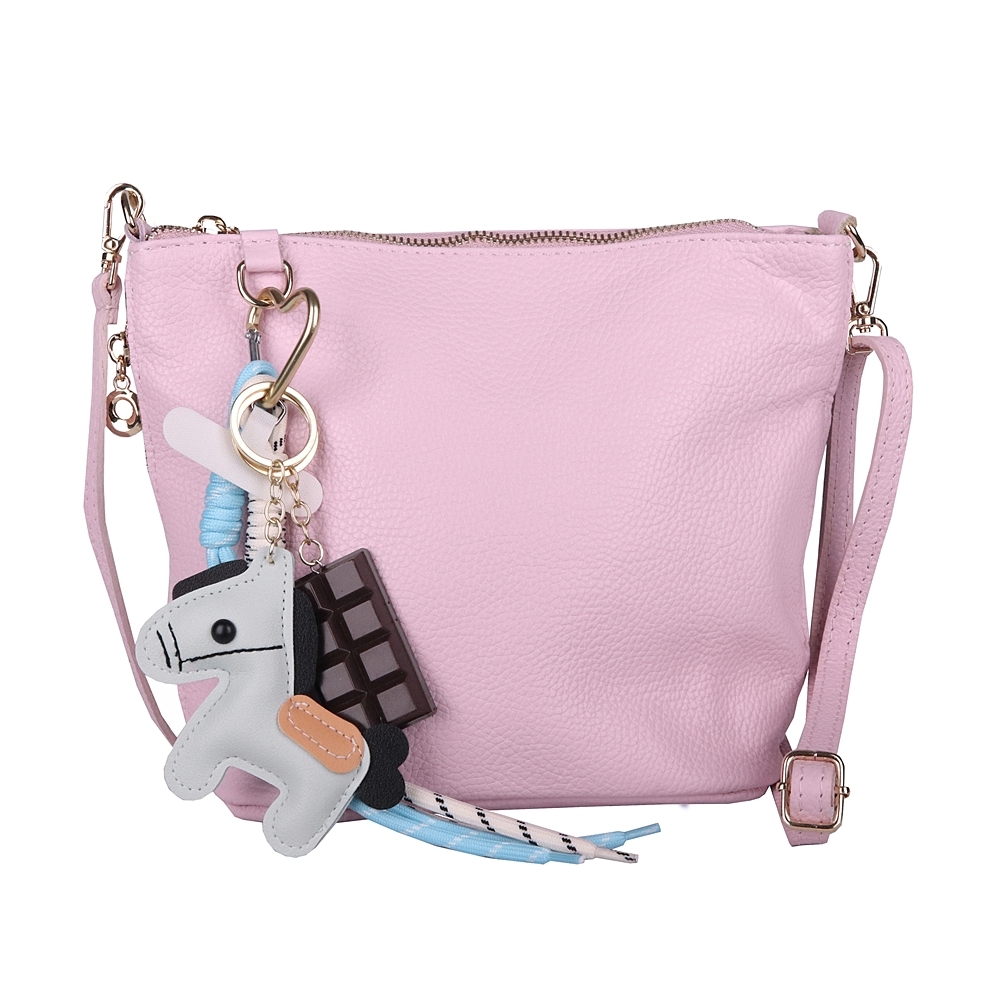 Malá/střední světlerůžová kožená crossbody kabelka Luka no. 110