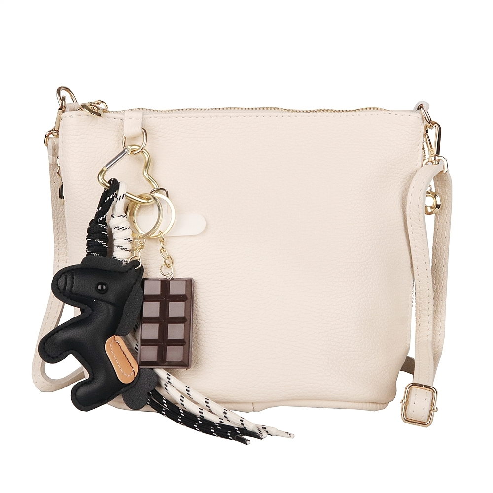 Malá/střední béžová kožená crossbody kabelka Luka no. 110