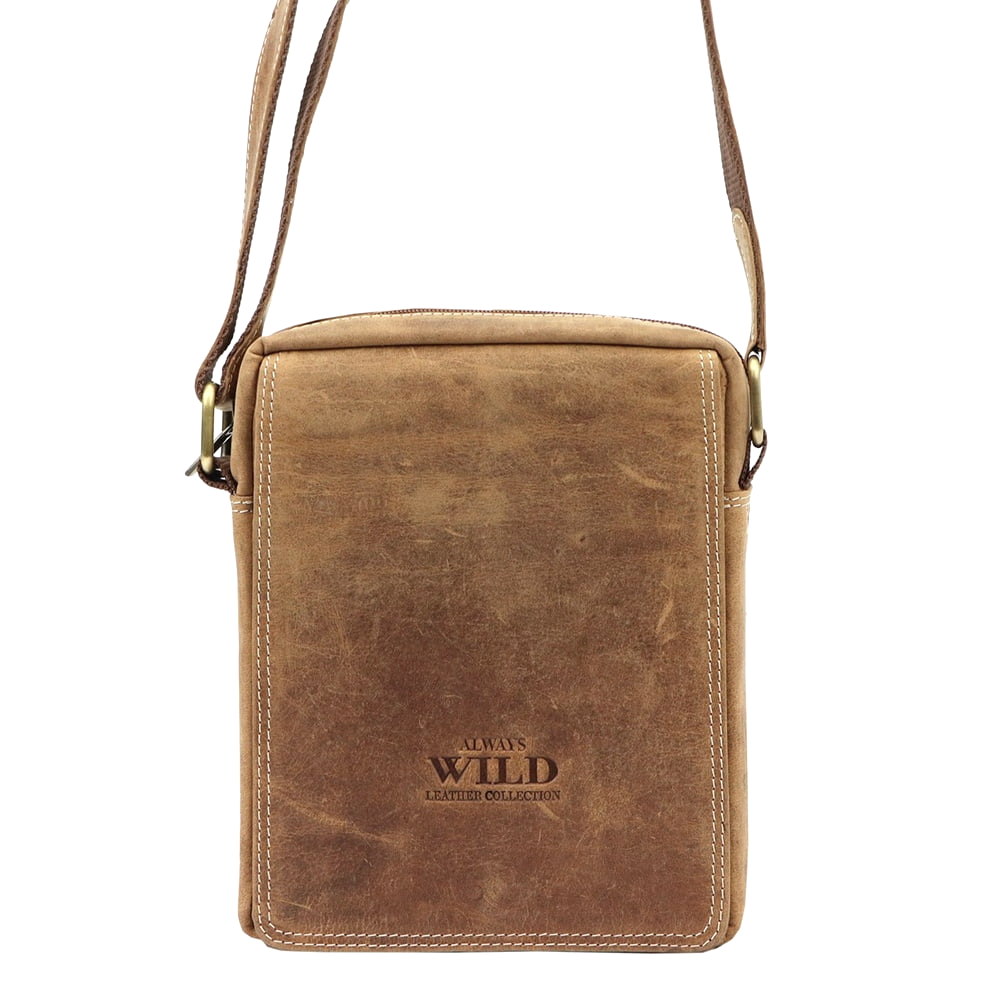Střední hnědá kožená crossbody taška Always Wild 250586