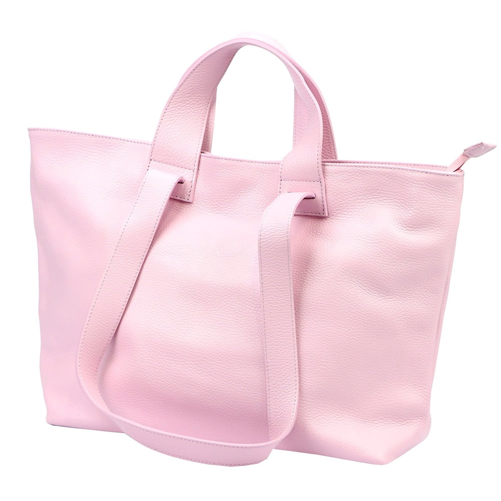 Velká kožená světlerůžová shopper bag kabelka do ruky/na rameno Luka no. 078
