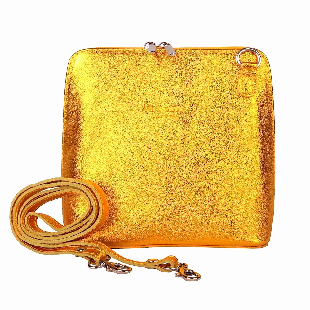 Žluto-zlatá malá kožená crossbody kabelka no. 55