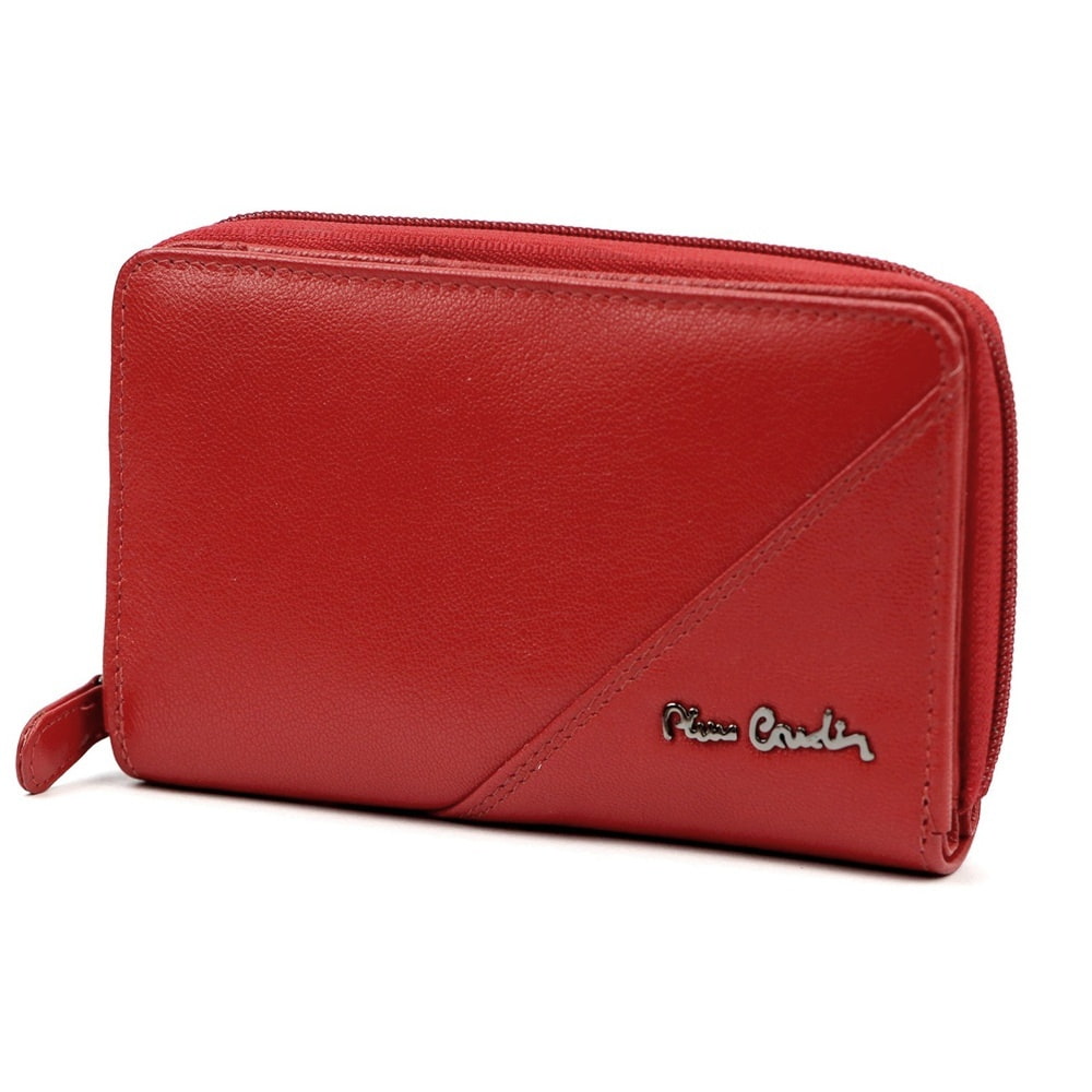 Tříoddílová červená kožená peněženka Pierre Cardin no. 161