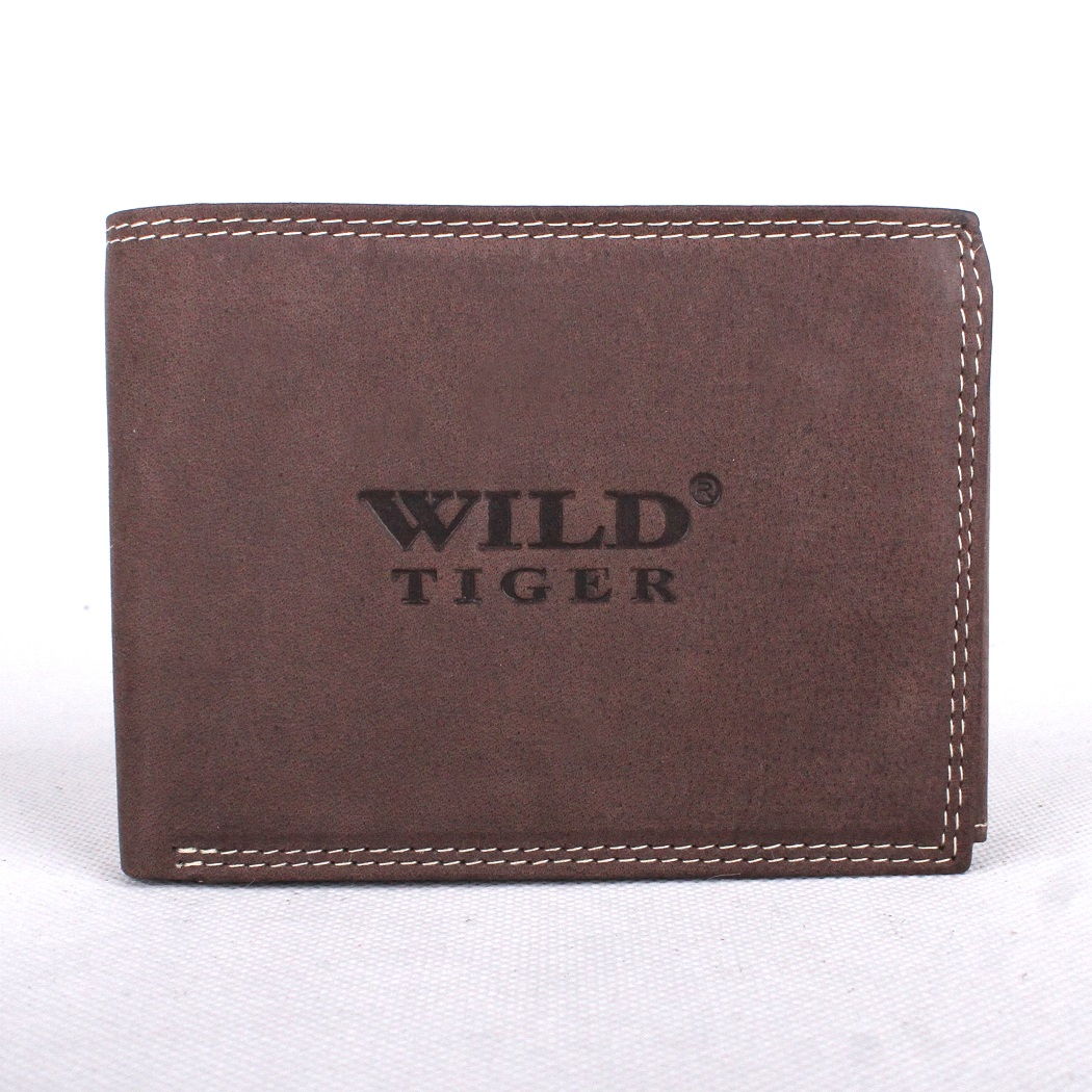 Tmavěhnědá kožená peněženka WILD Tiger