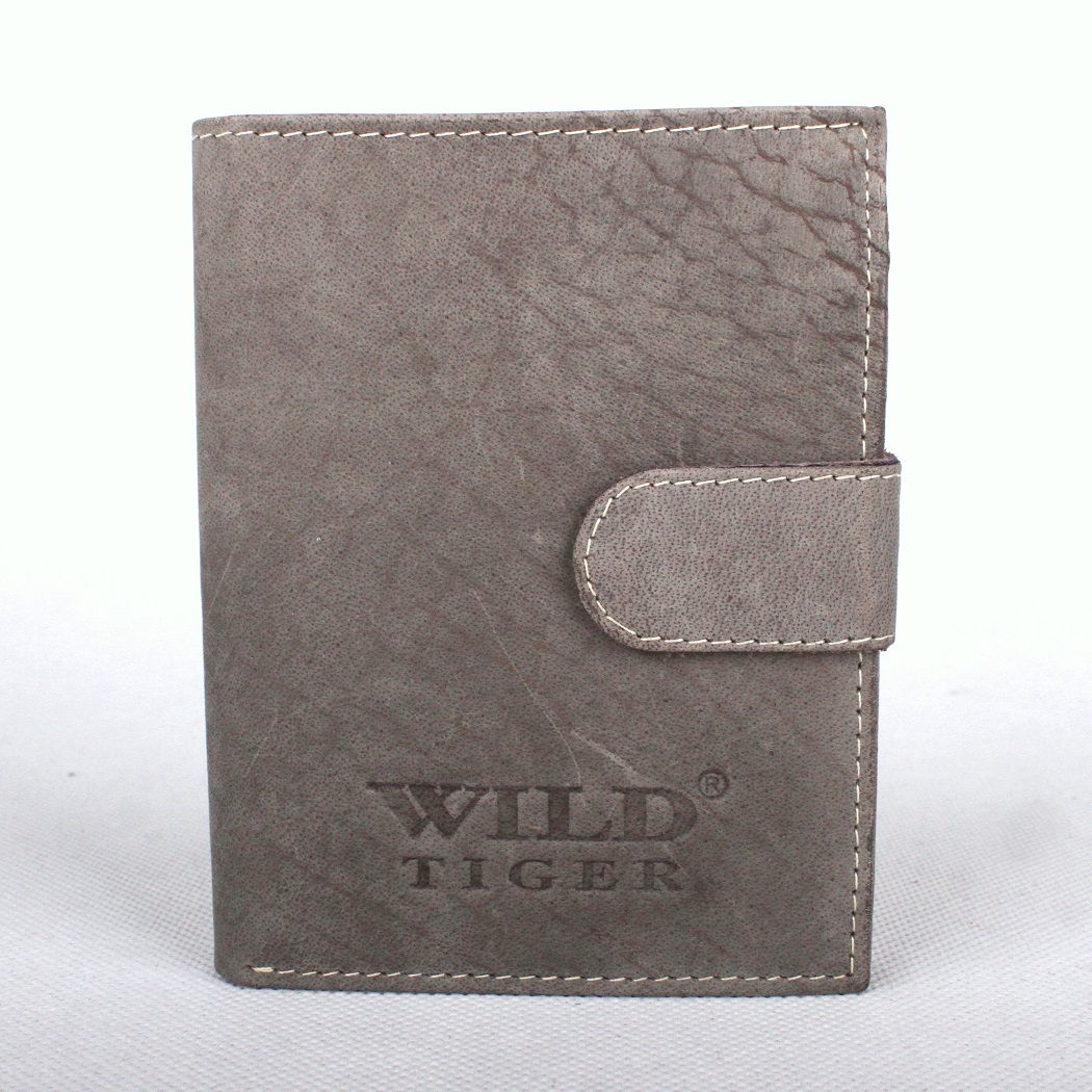 Šedá kožená peněženka Wild Tiger (AM-28-072)