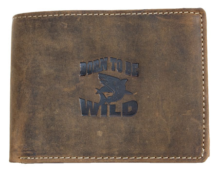 Hnědá kožená peněženka Born to be Wild se žralokem