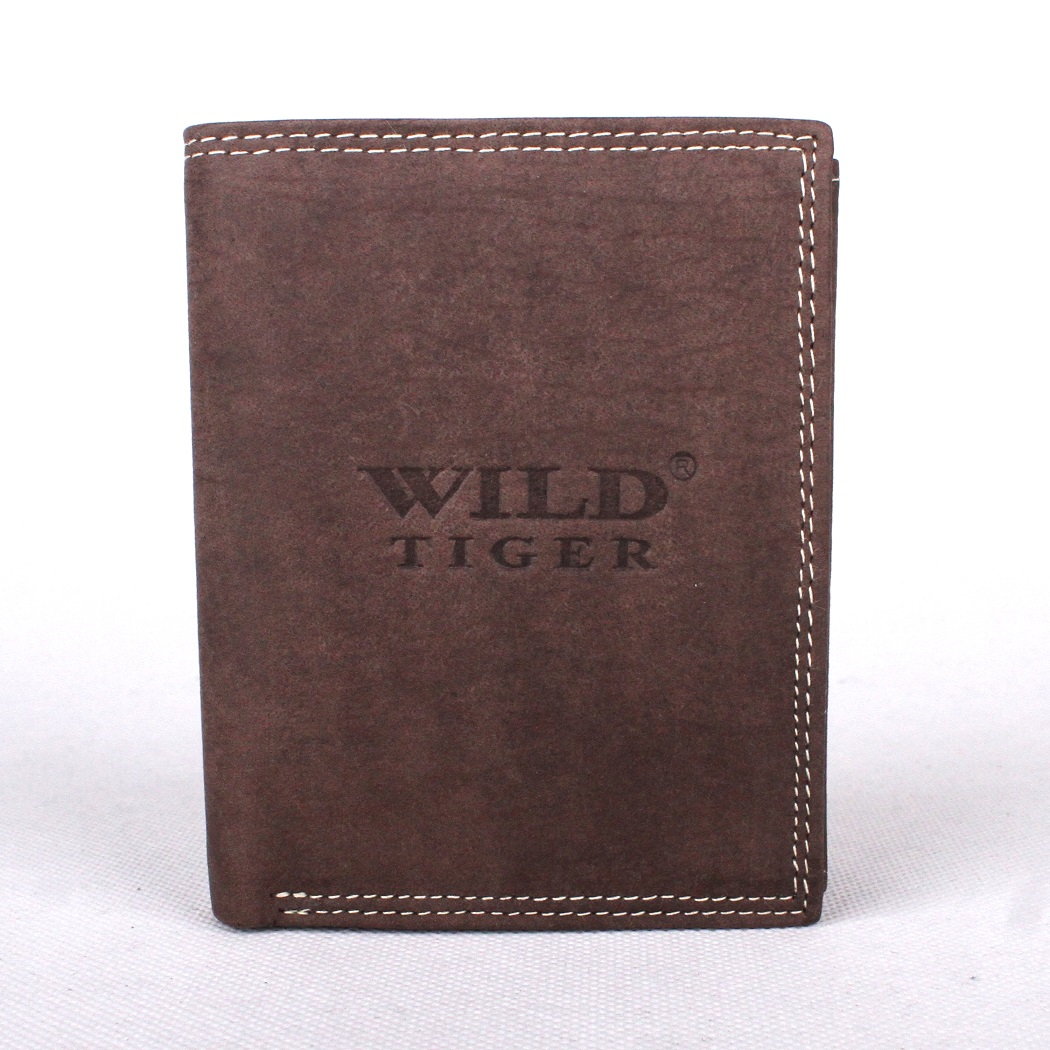 Tmavěhnědá kožená peněženka Wild Tiger (AM-28-034)
